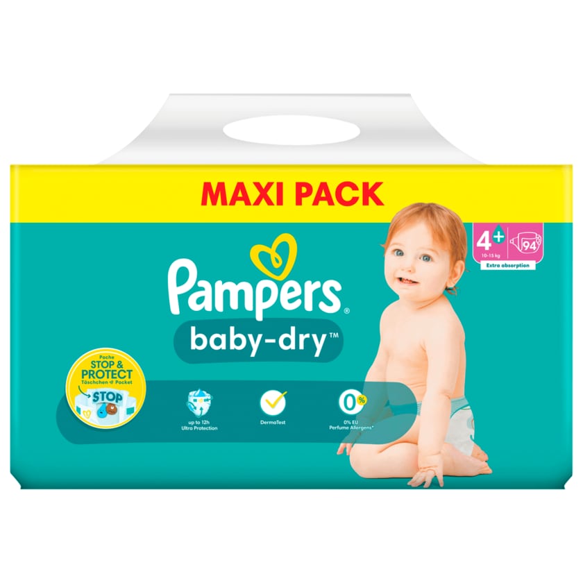 Pampers Baby-Dry Windeln Gr.4+ 10-15kg Maxi Pack 94 Stück